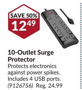 Princess Auto 10-outlet surge protector offer