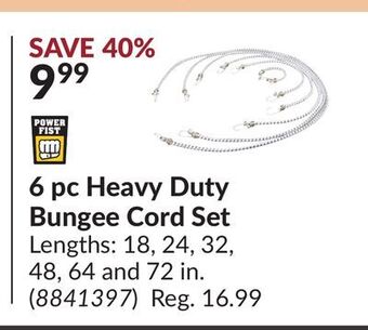 Princess Auto 6 pc heavy duty bungee cord set offer