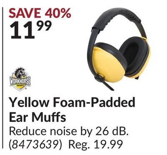Princess Auto Yellow foam-padded ear muffs offer