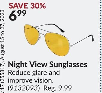 Princess Auto Night view sunglasses offer