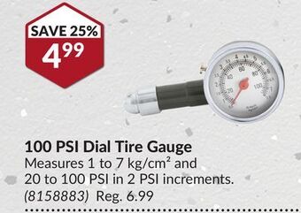 Princess Auto 100 psi dial tire gauge offer