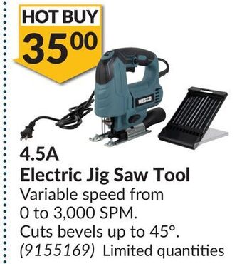 Princess Auto 4.5a electric jig saw tool offer