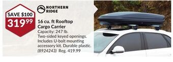 Princess Auto 16 cu. ft rooftop cargo carrier offer