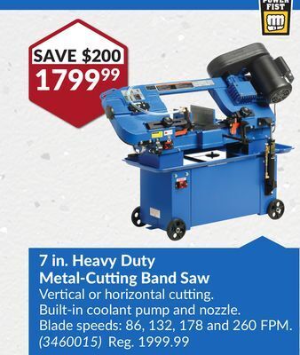 Princess Auto 7 in. heavy duty metal-cutting band saw offer