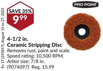 Princess Auto 4-1/2 in. ceramic stripping disc offer