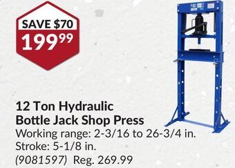 Princess Auto 12 ton hydraulic bottle jack offer