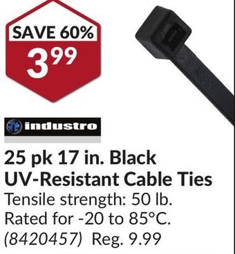 Princess Auto 25 pk 17 in. black uv-resistant cable ties offer