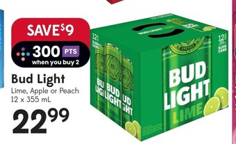 Sobeys Bud Light Lime, Apple or Peach 12 x 355 mL offer