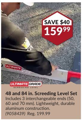 Princess Auto 48 and 84 in. screeding level set offer