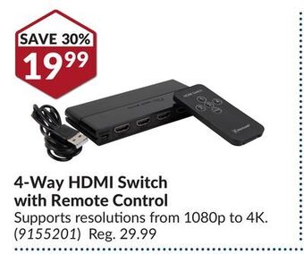 Princess Auto 4-way hdmi switch with remote control offer