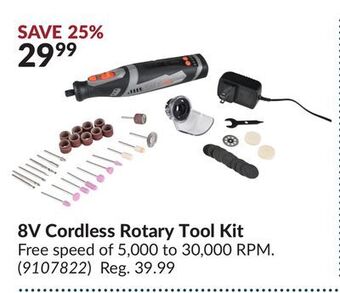Princess Auto 8v cordless rotary tool kit offer