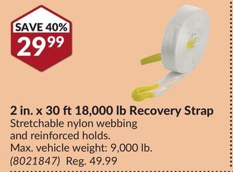 Princess Auto 2 in. x 30 ft 18, 000 lb recovery strap offer