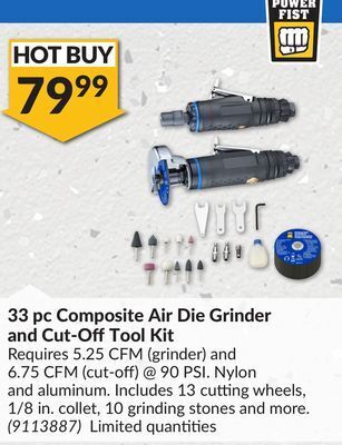Princess Auto Power fist 33 pc composite air die grinder and cut-off offer