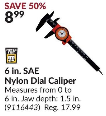 Princess Auto 6 in. sae nylon dial caliper offer