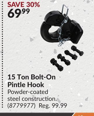 Princess Auto 15 ton bolt-on pintle hook offer