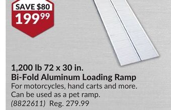 Princess Auto 1,200 lb 72 x 30 in. bi-fold aluminum loading ramp offer