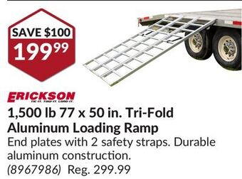 Princess Auto 1,500 lb 77 x 50 in. tri-fold aluminum loading ramp offer