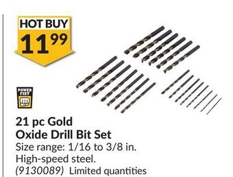 Princess Auto 21 pc gold oxide drill bit set offer