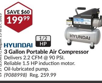 Princess Auto 3 gallon portable air compressor offer