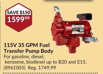 Princess Auto 115v 35 gpm fuel transfer pump offer