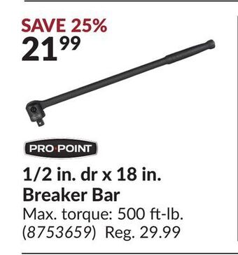 Princess Auto 1/2 in. dr x 18 in. breaker bar offer