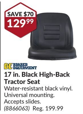 Princess Auto 17 in. black high-back tractor seat offer