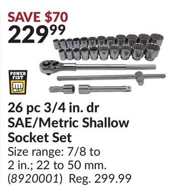 Princess Auto 26 pc 3/4 in. dr sae/metric shallow socket set offer