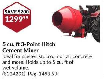 Princess Auto 5 cu. ft 3-point hitch cement mixer offer