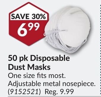Princess Auto 50 pk disposable dust masks offer