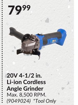 Princess Auto 20v 4-1/2 in. li-ion cordless angle grinder offer