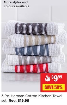 Kitchen Stuff Plus 3 pc. harman cotton kitchen towel set offer
