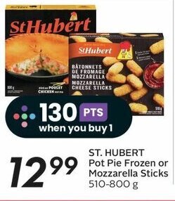 Sobeys ST. HUBERT Pot Pie Frozen or Mozzarella Sticks 510-800 g offer