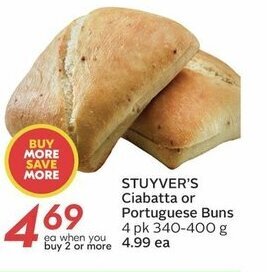 Sobeys STUYVER'S Ciabatta or Portuguese Buns offer