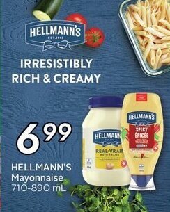 Sobeys HELLMANN'S Mayonnaise 710-890 mL offer