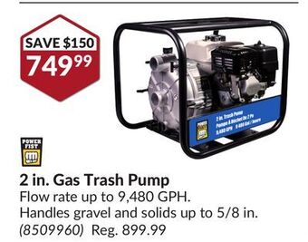 Princess Auto 2 in. gas trash pump offer