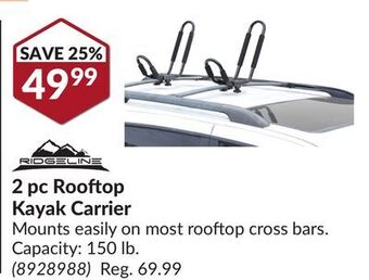 Princess Auto 2 pc rooftop kayak carrier offer