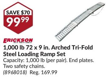 Princess Auto 1,000 lb 72 x 9 in. arched tri-fold steel loading ramp set offer