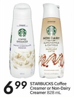 Sobeys STARBUCKS Coffee Creamer or Non-Dairy Creamer 828 mL offer
