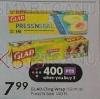 Sobeys GLAD Cling Wrap 152 m or Press'N Seal 140¹ ft offer