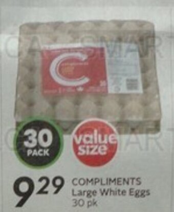 Sobeys COMPLIMENTS Large White Eggs 30 pk offer