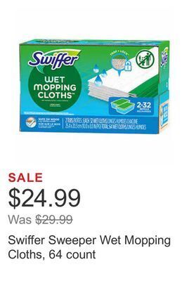 Costco Swiffer sweeper wet mopping cloths, 64 count offer