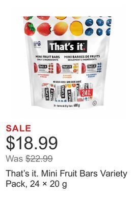 Costco That's it. mini fruit bars variety pack, 24 × 20 g offer