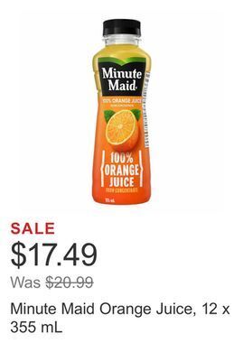 Costco Minute maid orange juice, 12 x 355 ml offer