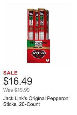 Costco Jack link's original pepperoni sticks, 20-count offer