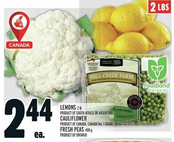 Metro LEMONS 2 lb OR CAULIFLOWER OR FRESH PEAS 400 g offer