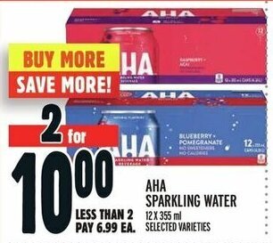 Metro AHA SPARKLING WATER 12 x 355 mL offer