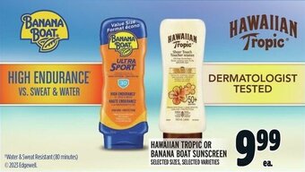 Metro HAWAIIAN TROPIC OR BANANA BOAT SUNSCREEN offer