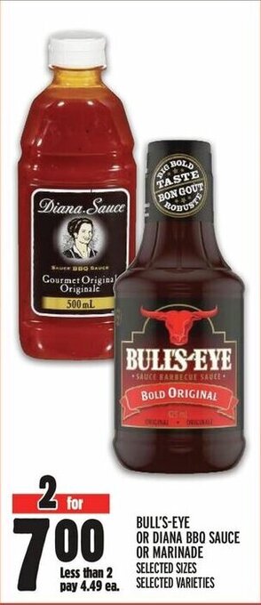 Metro BULL'S EYE OR DIANA BBQ SAUCE OR MARINADE offer