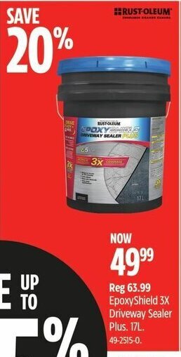 Canadian Tire EpoxyShield 3X Driveway Sealer Plus. 17L offer