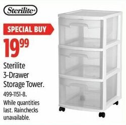 Canadian Tire Sterilite 3-Drawer Storage Tower offer